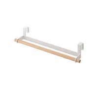 YAMAZAKI 3153 Tosca Colgador De Toallas De Cocina Ancho, Blanco, Acero/Madera, Minimalista, 33 x 7.5 x 6 cm