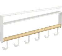 YAMAZAKI 3156 Tosca Under~Shelf Kitchen Tool Hooks, White, Steel/Wood, 2 x 30 x 15.5 cm