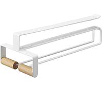 YAMAZAKI 3157 TOSCA Colgador para copas de vino debajo del estante, blanco, Acero/Madera, minimalista, 11 x 26 x 8 cm
