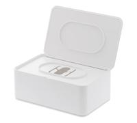 YAMAZAKI 3255 SMART Estuche de pañuelos húmedos, blanco, Resina ABS/Polietileno, minimalista, 19 x 12 x 7.5 cm