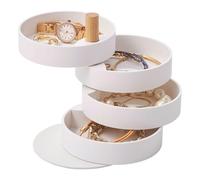 YAMAZAKI Estuche de accesorios TOSCA 3408 – 4 niveles, blanco, acero/madera/resina ABS