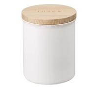 YAMAZAKI 3425 TOSCA Ceramic Canister, white, Ceramic/Wood, 9.5 x 9.5 x 11.5 cm