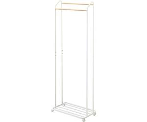YAMAZAKI 3516 TOWER Coat Rack with Wheels, white, Steel/Wood, 67 x 35 x 172.5 cm