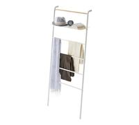 YAMAZAKI 3871 Tower Leaning Ladder Hanger with Shelf, White, Steel/Wood, 66 x 30~38 x 160 cm