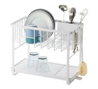 YAMAZAKI 4386 Tower 2~Tiered Wire Dish Drainer, White, Steel/ABS Resin/Polypropylene/Silicone, 41 x 22 x 33 cm