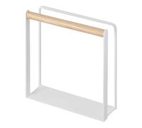 YAMAZAKI 5016 Tower Abtropfgestell für Schwämme und Seifenspender Diseño Minimalista, Metal Madera, Blanco