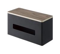 Yamazaki 4765 RIN Double~Sided Tissue Case, Black, Steel/Plywood, 26 x 11 x 14 cm