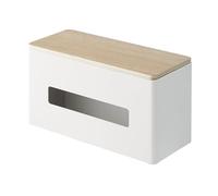 Yamazaki 4766 RIN Double~Sided Tissue Case, White, Steel/Plywood, 26 x 11 x 14 cm