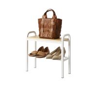 YAMAZAKI 4787 Tower Shoe Rack with Wooden Board, White, Steel/Plywood, 48 x 19 x 46 cm