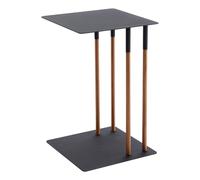 YAMAZAKI 4804 Plain Mesa Auxiliar, Negro, Acero/Madera, Minimalista, 35 x 35 x 55 cm