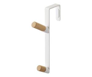 Yamazaki 5171 TOWER Over~The~Door Hanger, white, Steel/Wood, 1.5 x 10 x 18 cm