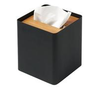 Yamazaki 5179 RIN Tissue Case Square, Black, Steel/Wood, 13 x 13 x 15.5 cm