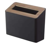 YAMAZAKI 5230 RIN Papelera de mesa, negro, Resina ABS/Madera, minimalista, 22 x 9 x 15.5 cm