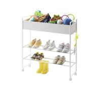 YAMAZAKI 5278 TOWER Storage Cart with Basket, white, Steel / Magnet Nylon, 74.5(without casters：70) x 22 x 74.5 cm