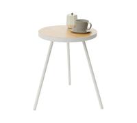 YAMAZAKI 5558 Tower Round Side Table, White, Steel/Wood, 49 x 48 x 50 cm