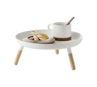 YAMAZAKI 5564 Plain Tray with Legs, White, Steel/Wood, 32 x 32 x 13 cm