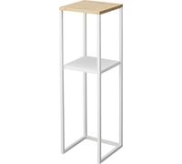 YAMAZAKI 5983 Tower 2~Tiered Shelf with Wooden Top, White, Steel/Bamboo, 25 x 25 x 80 cm