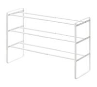 Yamazaki 7555 Frame Zapatero Extensible de 3 Niveles, Blanco, Acero, Minimalista, 41～70 x 25 x 46 cm