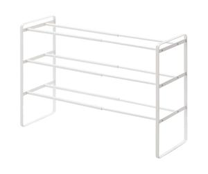 YAMAZAKI 7555 Frame Zapatero Extensible de 3 Niveles, Blanco, Acero, diseño Minimalista, 41～70 x 25 x 46 cm (L x An x Al)