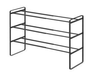 Yamazaki 7556 Frame Zapatero Extensible de 3 Niveles, Negro, Acero, Minimalista, 41～70 x 25 x 46 cm