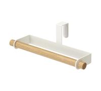 Yamazaki 7818 Tosca Towel Hanger S, White, Steel/Wood, 19 x 7.5 x 6 cm