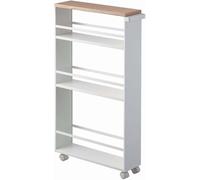 YAMAZAKI 3627 Tower Storage Cart with Handle, White, Steel/Wood, 13 x 47.5 x 80.5 cm