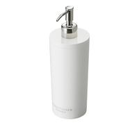 YAMAZAKI Dispensador de Ducha para el hogar, Bomba de Botella contemporánea, plástico ABS, Resina de acrilonitrilo butadieno estireno, Acero Inoxidable, Blanco, Redondo