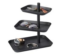 YAMAZAKI Home - Bandeja de accesorios de 3 niveles para joyas y organizador de almacenamiento, acero, aleación, negro, tamaño estándar