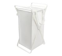 Yamazaki Home - Cesta de ropa sucia para el hogar, acero + algodón, aleación, blanco, M
