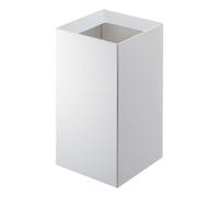 YAMAZAKI Home - Cubo de basura moderno con parte superior abierta con asa, plástico, corto, 2.4 galones, 9 litros, asas, tapa, no requiere montaje, color blanco