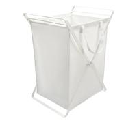 Yamazaki Home Laundry - Cesta de ropa para el hogar, forro de acero + algodón, aleación, blanco, L
