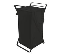 Yamazaki Home Laundry - Cesta de ropa para ropa sucia, acero + algodón, mediano, negro