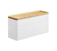 YAMAZAKI Home Stacking Reloj y estuche de accesorios, organizador de joyero para gafas, 2 niveles, plástico + madera, talla única, color blanco