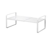 YAMAZAKI Home Steel Kitchen-Estante de 2 Niveles, Organizador de Botellas o cafeteras expandibles para Cocina o baño, Acero, Aleación, Blanco, Talla única