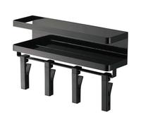 YAMAZAKI Home Tower - Estante organizador magnético para especias de cocina con clips ajustables giratorios de fácil agarre, estante flotante con ganchos fuertes, acero