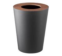 YAMAZAKI Round Trash Can-Small Modern Home Wastebasket For Bathroom Kitchen Office Cubo de Basura, Metal, Negro, ca. 23,0 x 28,0 x 23,0 cm