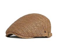 YAMEE Boinas de Paja Hombre Verano Transpirable,Gorro de Verano para Hombre con Protección UV,Ajustable,Sombrero Planos de Unisex Estilo Casual para Vacaciones,Playa,Viajes
