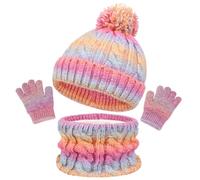 YAMEE Conjunto de Gorro y Bufanda para Niños,Gorro Invierno Niño Niña Braga Cuello Guantes Térmico,Set de Bufanda Gorro y Guantes Suave Transpirable,para 3 a 10 Años