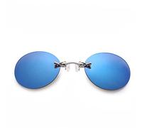 YAMEE Gafas de sol retro redondas con clip para la nariz, gafas de sol Matrix Morpheus Movie sin montura con abrazadera, 4 colores, azul, Talla única
