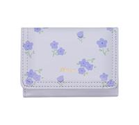 YAMEIZE Carteras pequeñas bonitas para mujeres y niñas, cartera compacta con diseño floral estético, tarjetero, ventana de identificación, mini monedero kawaii, Purple, Talla única, Retro