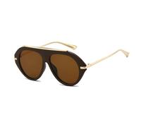 YAMEIZE Gafas de Sol de Piloto Retro Oversized para - Mujeres Hombres Vintage 70s Gafas de Sol Redondas de Doble Puente Protección UV400 Sombra de Conducción (Marrón Marrón)