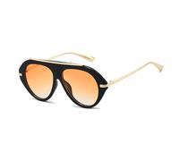 YAMEIZE Gafas de Sol de Piloto Retro Oversized para - Mujeres Hombres Vintage 70s Gafas de Sol Redondas de Doble Puente Protección UV400 Sombra de Conducción (Negro Naranja)