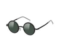 YAMEIZE Gafas de Sol Redondas con Tinte Ajustable - para Hombres y Mujeres Gafas de Protección UV400 Ajustables de Metal Para Conducir al Aire Libre (Verde Oscuro)