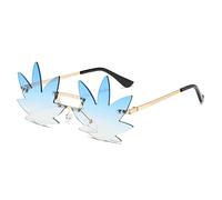 YAMEIZE Gafas de Sol Vintage con Forma de Maple Leaf - Gafas de Montura Metálica Irregulares y Funky para Mujeres Hombres Protección UV400 Sombra Fiesta Funky