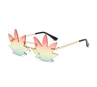 YAMEIZE Gafas de Sol Vintage con Forma de Maple Leaf - Gafas de Montura Metálica Irregulares y Funky para Mujeres Hombres Protección UV400 Sombra Fiesta Funky