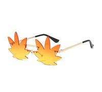 YAMEIZE Gafas de Sol Vintage con Forma de Maple Leaf - Gafas de Montura Metálica Irregulares y Funky para Mujeres Hombres Protección UV400 Sombra Fiesta Funky