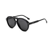 YAMEIZE Gafas de Sol Vintage Ovaladas de Doble Puente - para Mujeres Hombres Estilo Retro de Piloto Gafas Protección UV400 Sombra de Conducción (Gris Negro)
