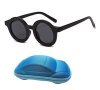 YAMEIZE Kids Sunglasses UV400 Protection Cute Round Glasses for Toddler Boys Girls Age 2-7 (Black frame&Gray)