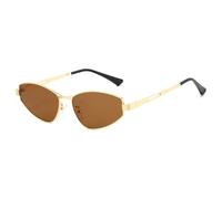 YAMEIZE Retro Gafas de Sol Ovalado Mujer y Hombre Vintage Gafas de Sol Pequeñas Montura Metal Estrechas de los Años 90 Irregulares Gafa Protección UV400