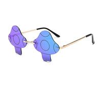 YAMEIZE Vintage Champiñón Gafas de Sol sin Montura para - Mujeres Hombres Sin Montura Irregular Mushroom Espejado Forma de seta Gafas de moda Personalidad Fiesta Halloween Eyewear